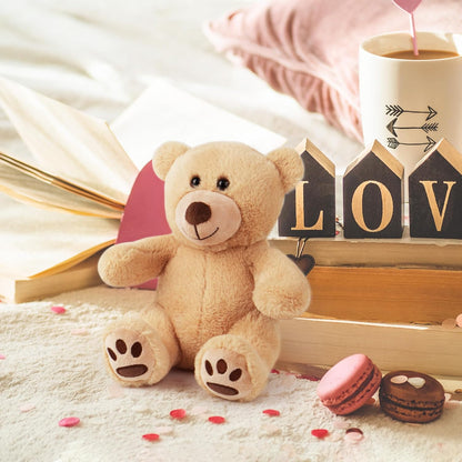 Teddy Bear Stuffed Animal, 10 Inch Brown Teddy Bear Plush Toy, Soft Plush Gifts for Kids Baby Toddlers on Baby Shower, Easter Decorations